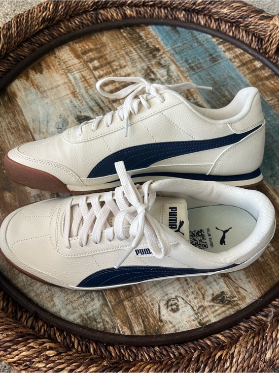 Puma Shoes - Puma Women’s White Sneakers with Navy Formstripe
